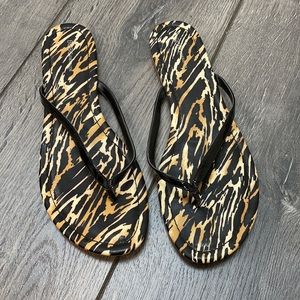 Animal print flip flops